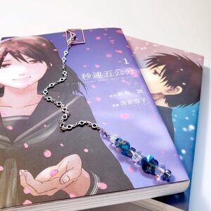 Handmade Bookmarks Rose-Gold Clip With Blue Clear Crystal Signet Cristaux